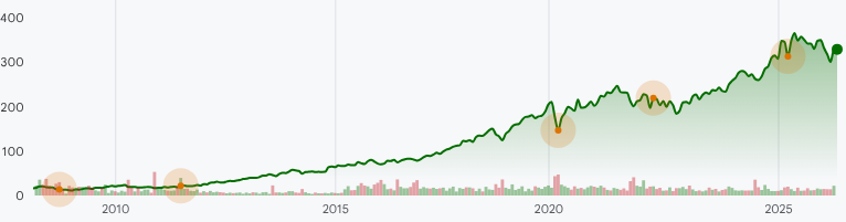 V:NYSE Long-Term Stock Performance